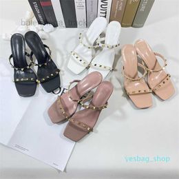 VEN High Designer Luxury Heels Designers slippers fashion women pumps shoes Casual Designer Gold leather studded spikes slingback high 7cm heels shoes