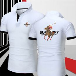 Mens Polos Summer Polo T Shirt for Men Silm Business Collar Shortsleeved Breathable Luxury Print Button Blouse Golf Clothing 230614
