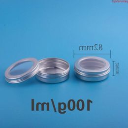 Aluminum Jars Empty Cream Makeup Tool 100ml Portable Travel Cosmetic Containers With Window Screw Cap 30pcs/lothigh quantty Tcovu