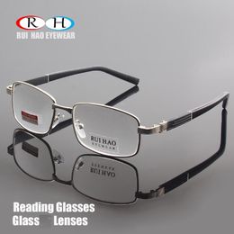 Óculos de leitura Óculos de leitura de marca Lentes de vidro transparente Óculos presbiópicos Óculos de leitura 1,00~4,00 Design de óculos retangular 1308 230613