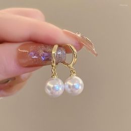 Hoop Earrings 925 Sterling Silver Pearl Round Hook Birthday Gift Beautiful Fashion Accessories For Women