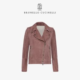 Женские куртки Brunello Spring Sude Cucinelli Pink с длинным рукавом.