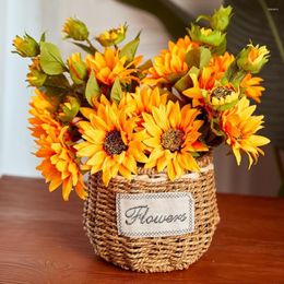 Decorative Flowers Artificial Sunflower Bouquet Silk Fake Flower DIY Wedding Bouquets Centrepieces Arrangements Party Home Room Decor