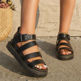 Sandals 2023 Fashion Women Summer Leisure Thick Soled Ankle Strap Buckle Classic Round Toe Shoes Roman 35-43