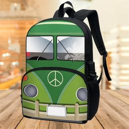 School Bags FORUDESIGNS Trend 3D Bus Print Backpack Girls Large Dance Student Zipper Portable Dirty Resistant Satchel