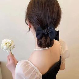 Hair Clips 2024 Barrettes Pearlescent Mesh Bow Clasp Clip High Horsetail Fixed Hair Clasp Hair Ornament New Elegant Ball Hair Clip Headwear