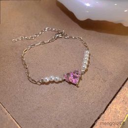 Bracelets Pink Heart Bracelet For Women Girls Trendy Jewellery Cute Chain Lobster Clasp R230614