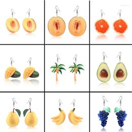 Dangle Earrings Cute Fruit Banana Peaches Pear Kiwi Orange Cucumber Dragon Apple Pineapple Hook Jewellery