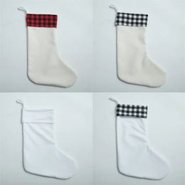 Sublimation Buffalo Plaid Christmas Decoratio Stocking Blank Xmas Candy Socks Gift Santa Stockings Christmases Tree Oranment Decorations