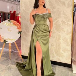 2023 Aso Ebi Mermaid Sexy Prom Dress Crystals Satin Evening Formal Party Second Reception Birthday Bridesmaid Engagement Gowns Dresses Robe De Soiree ZJ365