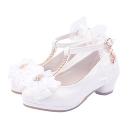 Sneakers Children High Heel Princess Elegant Dance Shoes For Girls Child Wedding Leather Pink Kids Mary Jane Louboutin Female Party 230613