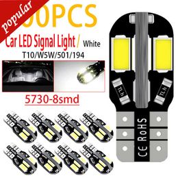 New 100PCS W5W T10 LED Bulb Canbus 5730 8SMD 12V 6000K 194 168 Car Interior Map Dome Lights Parking Light 501 Auto Signal Trunk Lamp