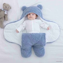 Sleeping Bags Cute Newborn Baby Boys Girls Blankets Plush Swaddle Wrap Fluffy Fleece Bag Cotton Soft Bedding Set R230614