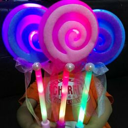 Kids LED Light-Up Lollipop Glow Sticks Girls Princess Flashing Fairy Wand Sticks Party Dress Christmas Navidad New Year