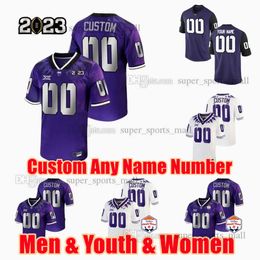 Custom S-6XL TCU Horned Frogs College Football Jerseys Quentin Max Johnston Duggan Garrett Hayes Shadrach Banks Wes Harris Chace Biddle Marcel Brooks Any Name Number