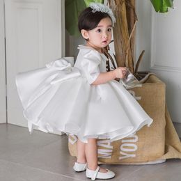 Girl Dresses Baby Big Bow 1 Years Infant Birthday Dress Kids Wedding Party Princess Gown First Communion Baptism Vestido