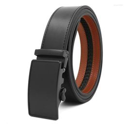 Belts LannyQveen Style Genuine Leather Belt Cowskin Men's Automatic Buckle Cowhide For Men High Quality