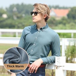 Men's Casual Shirts Autumn Winter Plush Thick Mens Long Sleeve Shirt Plus Size Green Cotton Warm Button Up Fluffy Boys Outfits 3xl 4xl