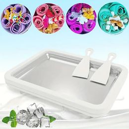 1pc, Stainless Steel Ice Cream Maker, Yoghourt Makers, Rolled Ice Cream Maker, Food Grade Stainless Steel Tray Type, Instant Ice Cream Roll Maker For Family