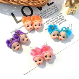 Dangle Earrings Cool Funny Lovely Colourful Hair Little Girls Drop Exaggerated Creative Human Head Female Brincos