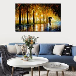 Colourful Textured Canvas Art Bewitched Park Hand Painted Abstract Artwork Urban Landscape High Quality