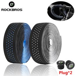 Bike Handlebars Components ROCKBROS Road Handlebar Tape With Dust Plug PU Anti-slip Bicycle Handle Winding EVA Soft Speed Bike Bar Tape Grips Accessories 230614