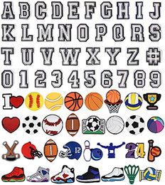 Letters Numbers and Sports Charms for Clog Shoe Decoration, Basketball Baseball Hockey Softball Soccer Football Gift for Boys Kids Teens and Adults