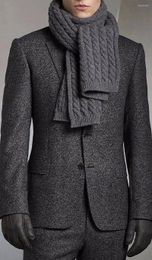 Men's Suits Charcoal Grey Brushed Wool Blend For Winter Tailored Fit Warm Custom Made Heavy Men