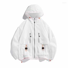 Men's Jackets Men's Summer Windbreaker Hooded Sunscreen Clothes Unisex Light&Thin Oversize Zipper Outdoor High Quality Spring Coat