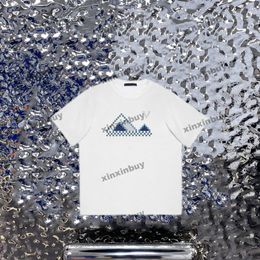 xinxinbuy Men designer Tee t shirt 23ss mosaic mountain pattern printing short sleeve cotton women black white M-2XL