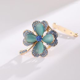 Brooches Korean-style Four-leaf Clover Brooch Opal Silk Towel Dual-use Accessories Suit