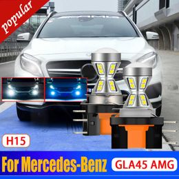 New 2x Auto H15 LED DRL Front Signal Day Light Bulbs Daytime Running Lamp For Mercedes-Benz CLA45 GLA45 AMG 2015 2016 2017 2018 2019