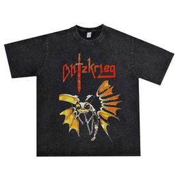 Heavy metal rock group BLITZKRIEG Blitzkrieg band T-shirt short sleeve washed worn