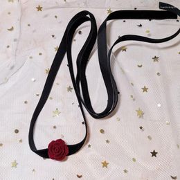 Choker Camellia-Choker Vintage Black Lace Flower Velvet-Necklaces For Women Fashion Temperament Neck Chain Jewellery Ornament T8DE