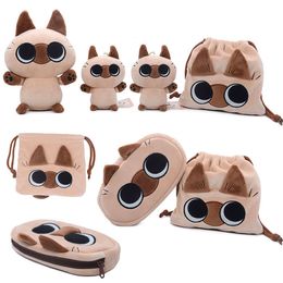 Wholesale Cute Siamese Cat Plush Toys Backpack Pendant Bundle Pocket Makeup Bag