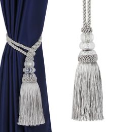 Curtain Poles 1Piece Faux Crystal Beaded Tassels Fringe Tieback Rope Window Drapes Decoration Door Hanging Ball Tassel Accessories 230613