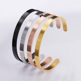 Bangle Rumnvnty 1pc 6mm 65mm Stainless Steel Cuff Bangles Custom DIY Jewellery Making Curved Metal Bracelet For Women Men