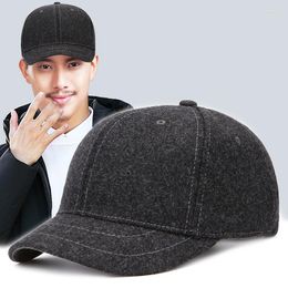 Ball Caps 5cm Short Brim Mens Wool Baseball Cap Winter Retro Warm Hard Top 6 Panels Snapback For Men Casual Bone Dad Hats Adjustable