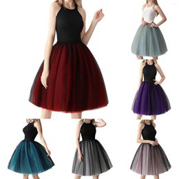 Skirts Gothic 7 Layers 65cm Mix Colours Tutu Tulle Skirt Women Streetwear High Waist Pleated Midi Spudniczki Jupe Rokken Faldas
