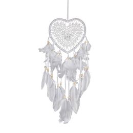 Garden Decorations With LED String Hollow Hoop Heart Shape Feathers Handmade Night Light Wall Hanging Home Decor Gift