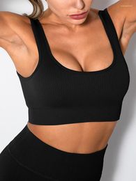 Women's Tanks CNTSFS Summer Women Running Vest Sports Bra For Fitness Sleeveless Square Neck Short Tops Backless Crop Top Yoga Gym Vestes