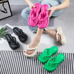 Slippers Summer High Heel Flip-flops Casual Thick Sole Wedge Non-Slip Beach Shoes Fashion Outdoor Women Sandals