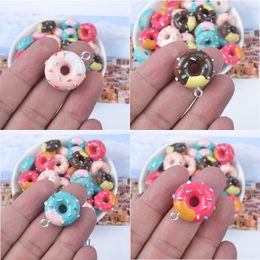 Charms Cute Hollow Doughnut Resin Food For Earring Bracelet Keychain Pendant Accessory Phone Case Filler Jewelry Make Drop Delivery Smtii