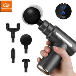 Full Body Massager Fascia Gun Muscle Relaxation Pocket Massage Stick Mini LCD 32 Gears Fitness Masseur Shoudler Pain Remove 230614