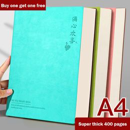 Notepads A4 Super Thick Notebook 400 Pages Students Cute Notebook Retro Colour Creativity Stationery Pu Cover Notepad Gift School Supplies 230614
