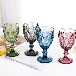 Wine Glasses 240Ml 12Design Embossed Glass Cup Drinking Cups Vintage Household Juice Champagne Thickened For Party Goblet Drop Delive Othqw
