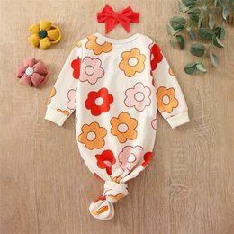 Sleeping Bags Newborn Baby Boys Girls Bag Long Sleeve Headband Infant Nightwear Floral Knitted Receiving Blanket