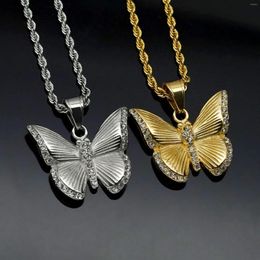 Pendant Necklaces Fashion Design Street Clothing Accessories Jewellery Necklace Gift Stainless Steel Gold Plated Beautiful Butterfly