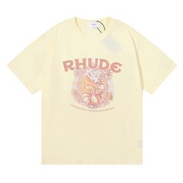 Rhudes Mens T Shirt Yüksek Kaliteli Tess Tasarımcı Günlük Moda Kısa Kollu Avrupa Amerika Erkek Kadınlar Yuvarlak Boyun Tshirts 24SS 424