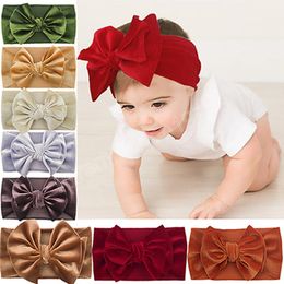 Double Layer Solid Colour Bowknot Infant Headband Fashion Soft Golden Velvet Bows Hairband Baby Headwear Birthday Gifts